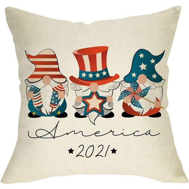 American July 4th Red Truck Rustic Home Farmhouse Decoration Ussap Let's Get Lit Gnome Decorative Throw Pillow Cover Stars Stripes USA Patriotic Cushion Case for Sofa Couch Decor Cotton Linen 18x 18 American July 4th Red Truck Rustic Home Farmhouse Decoration Ussap Let's Get Lit Gnome Decorative Throw Pillow Cover Stars Stripes USA Patriotic Cushion Case for Sofa Couch Decor Cotton Linen 18x 18